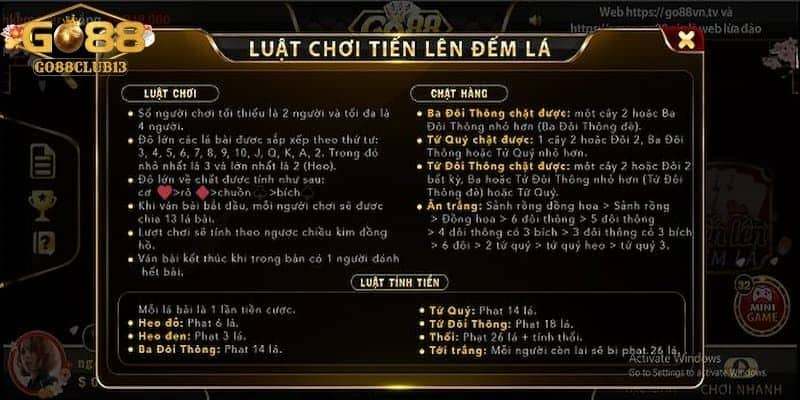 Hướng dẫn chơi Tiến lên đếm lá Go88 trên Go88 từ A đến Z